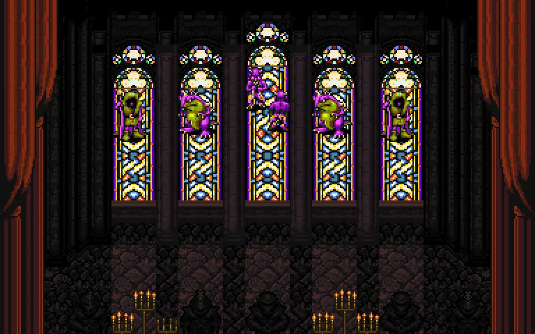Kathedrale mit Glasfenstern, vom Spiel gerendert