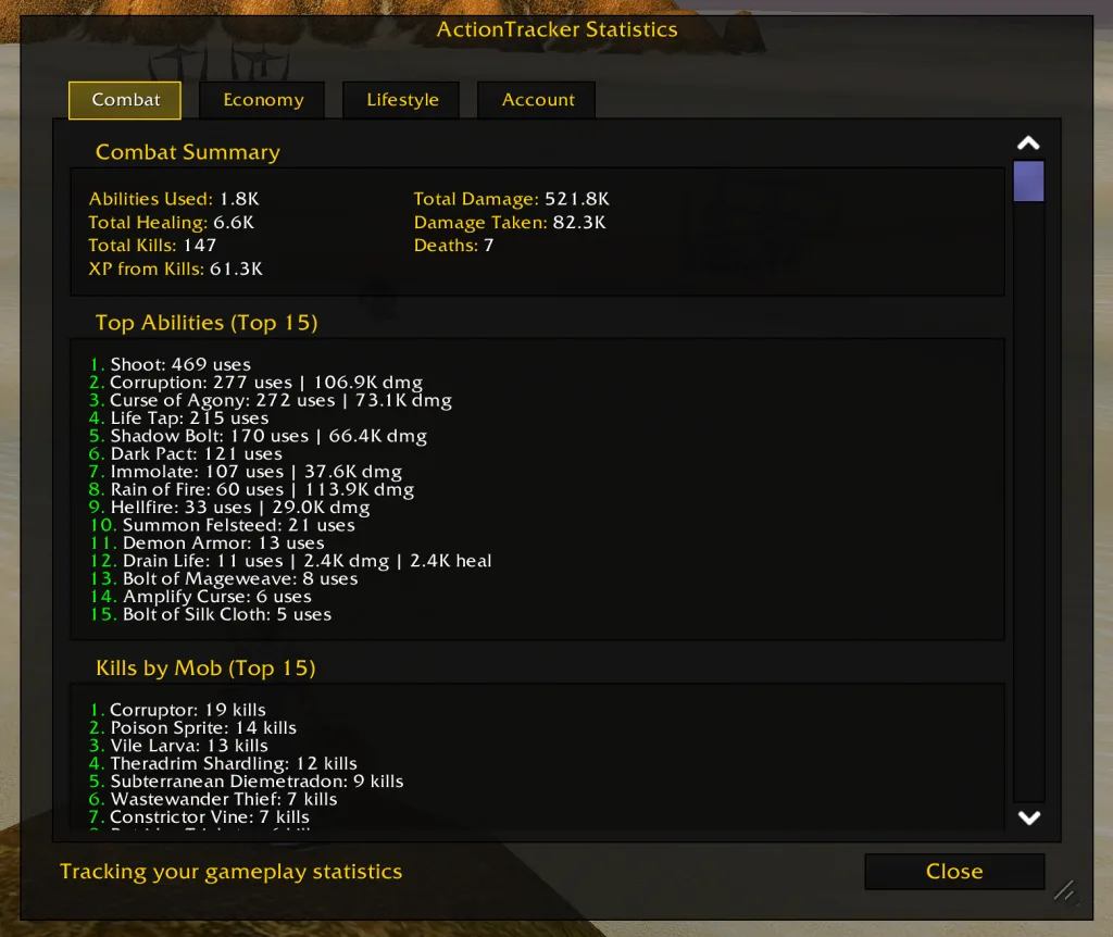 ActionTracker Combat Tab