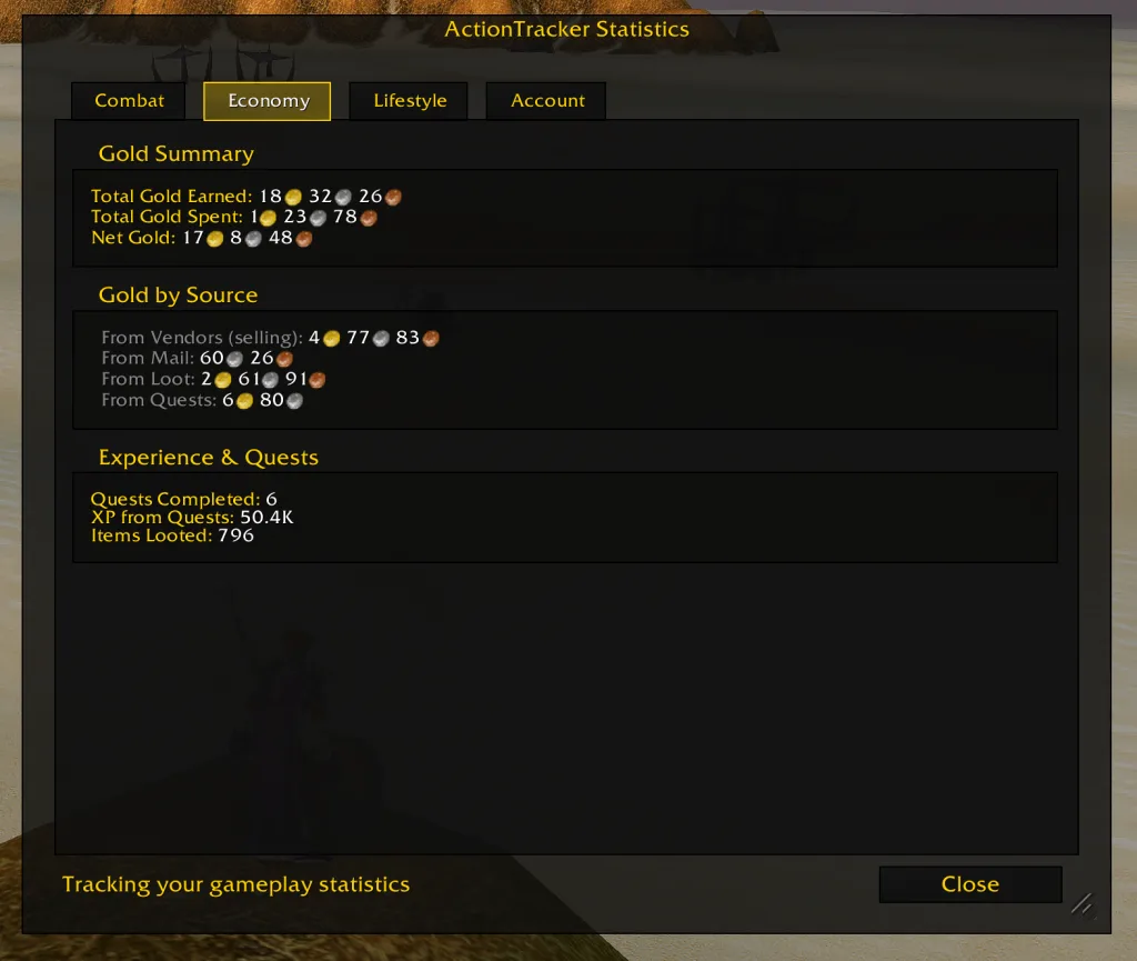 ActionTracker Economy Tab
