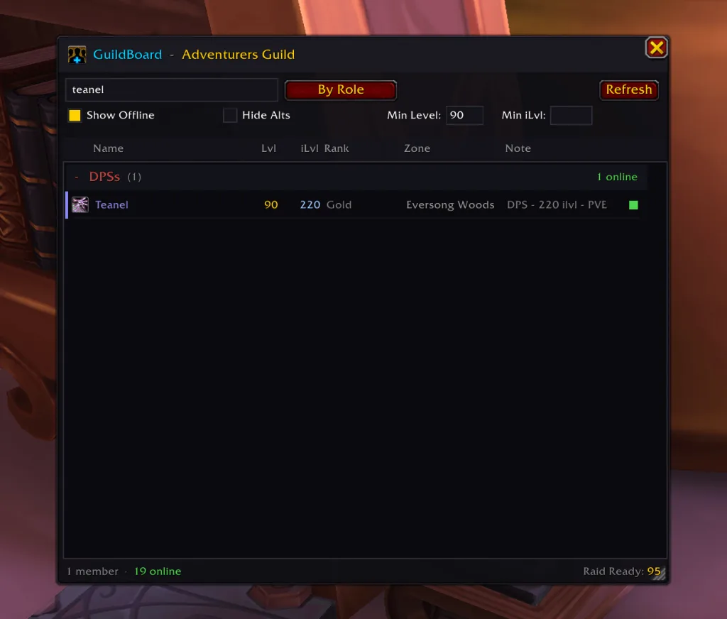 GuildBoard Filter
