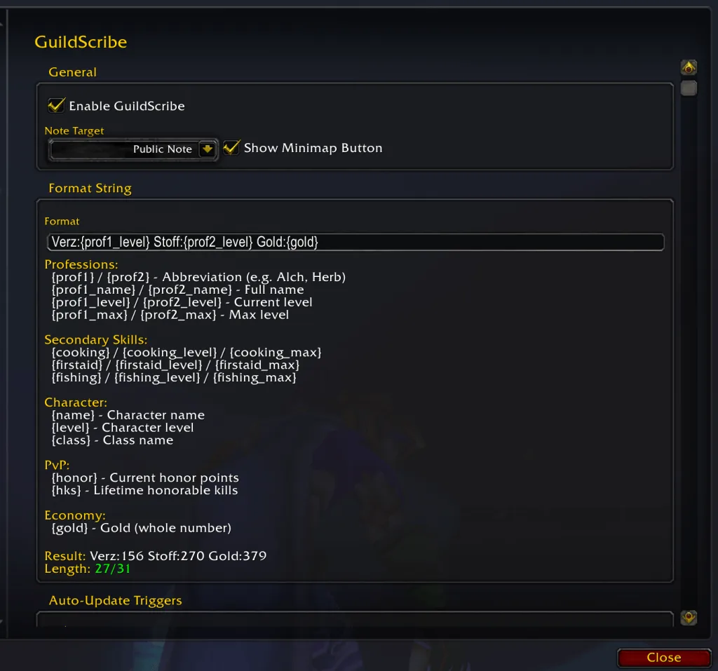 GuildScribe Gildennotiz