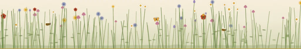 Animierte SVG-Blütenwiese über dem Footer