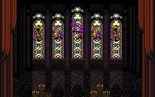 Kathedrale mit Glasfenstern, vom Spiel gerendert