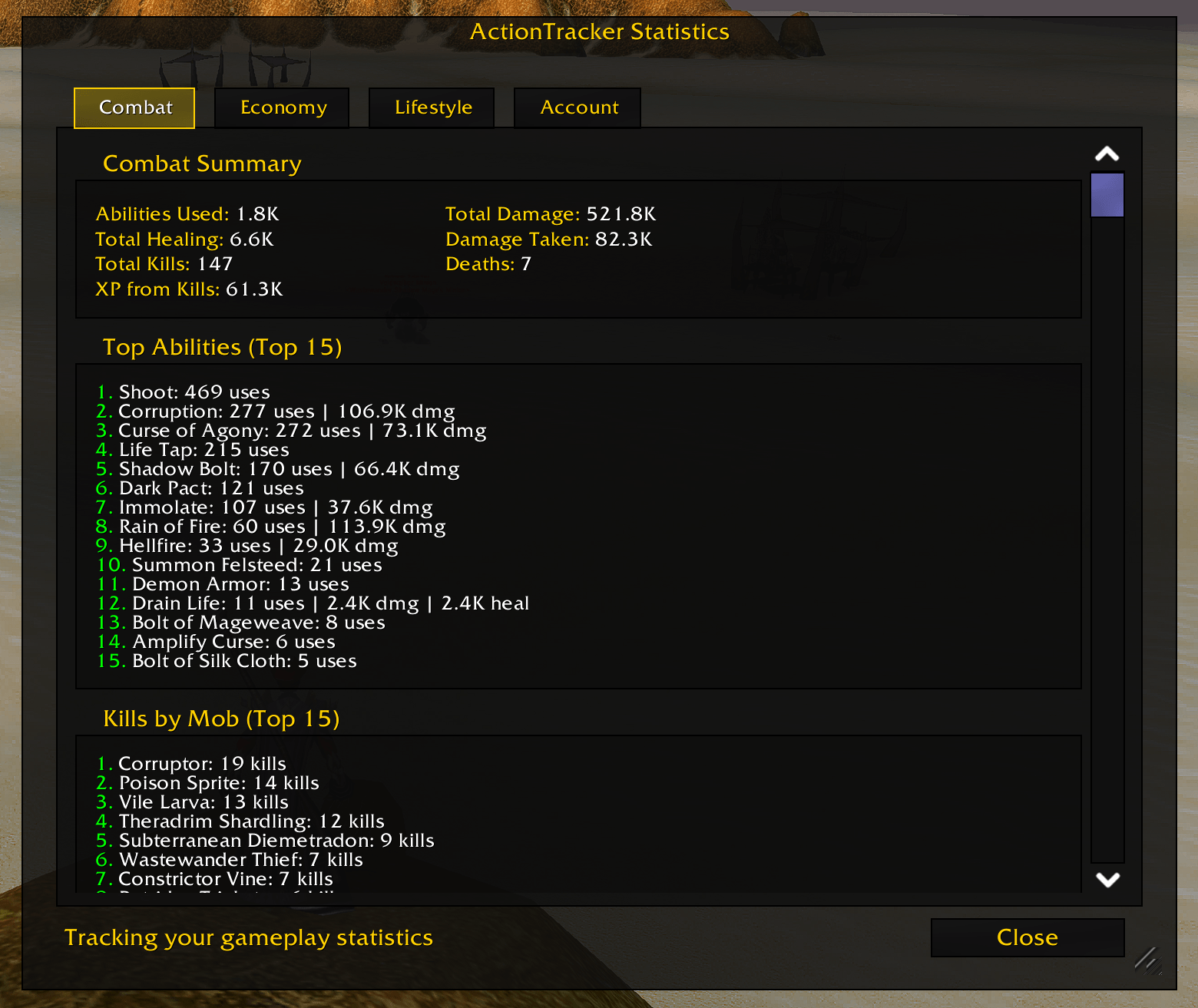 ActionTracker Combat Tab