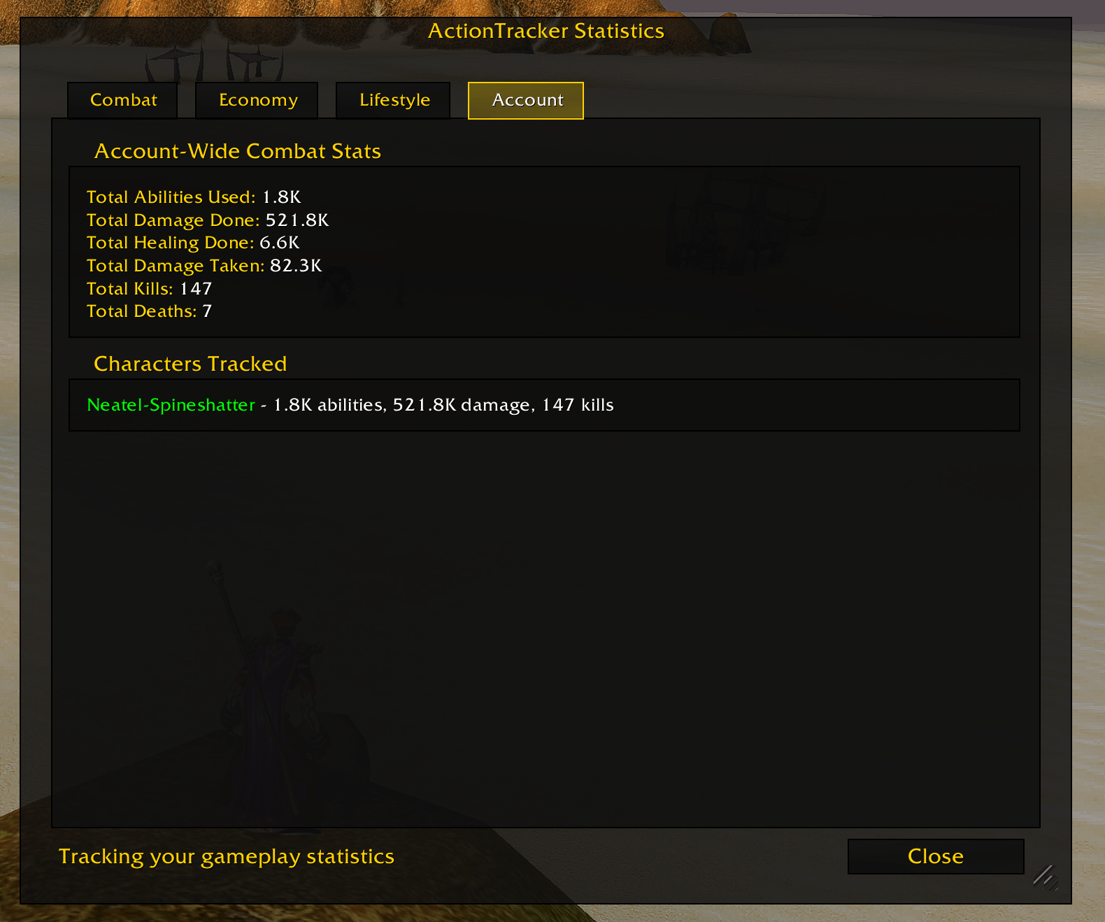 ActionTracker Lifestyle Tab