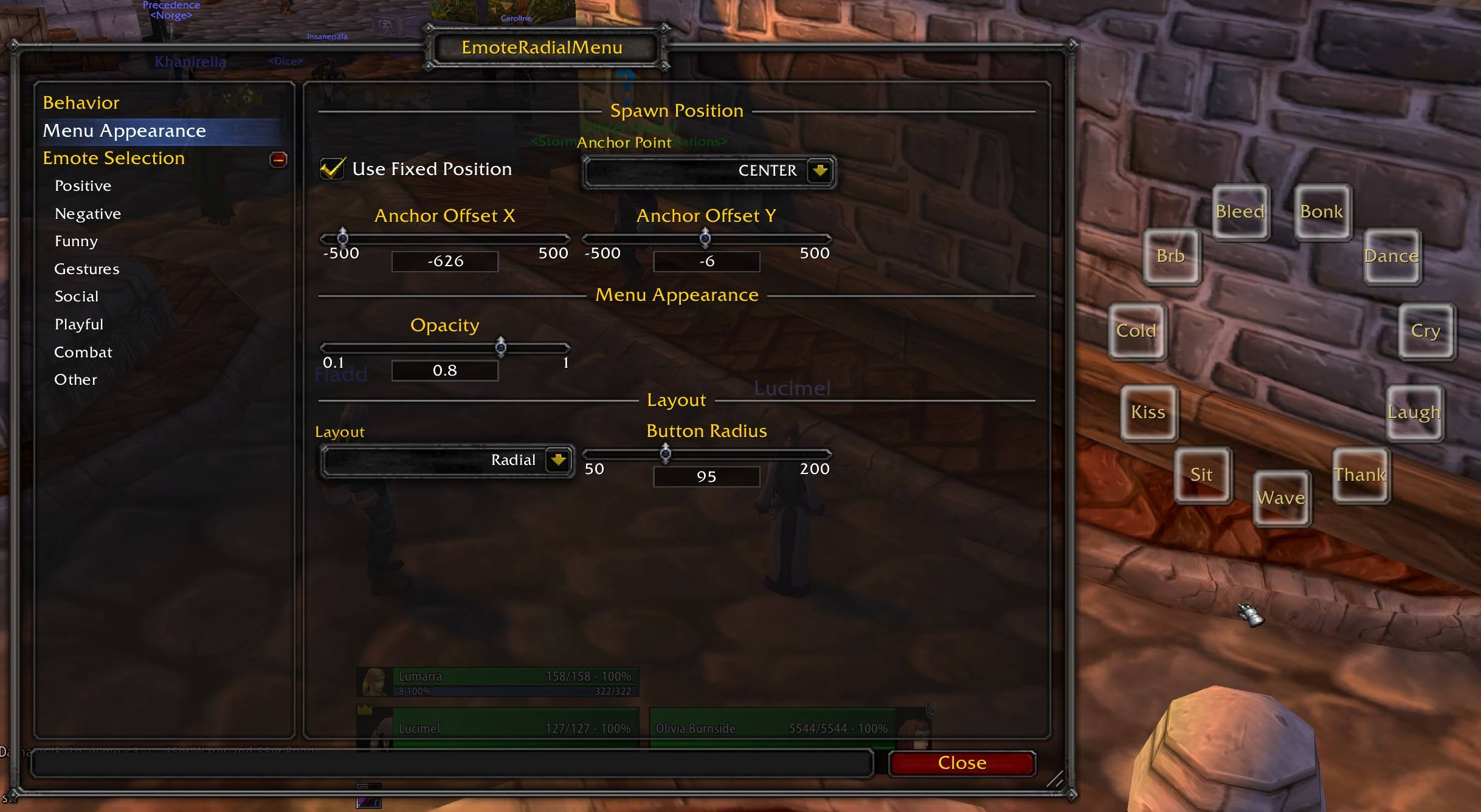 EmoteRadialMenu Grid-Ansicht