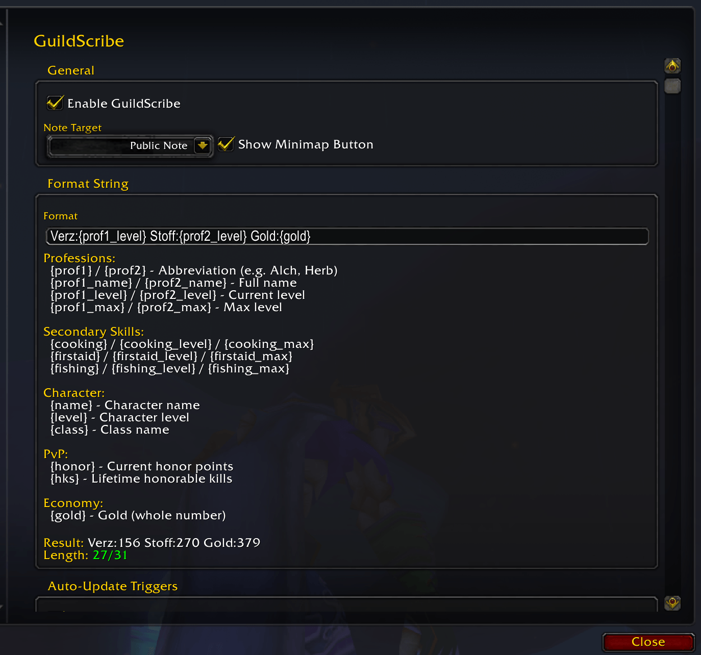 GuildScribe Gildennotiz