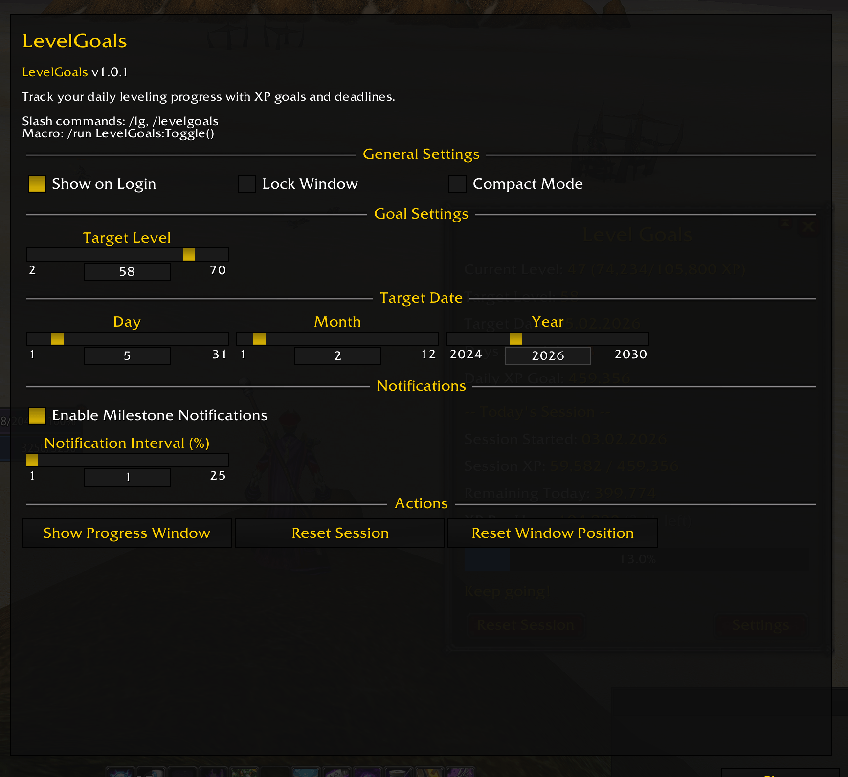 LevelGoals Kompaktmodus
