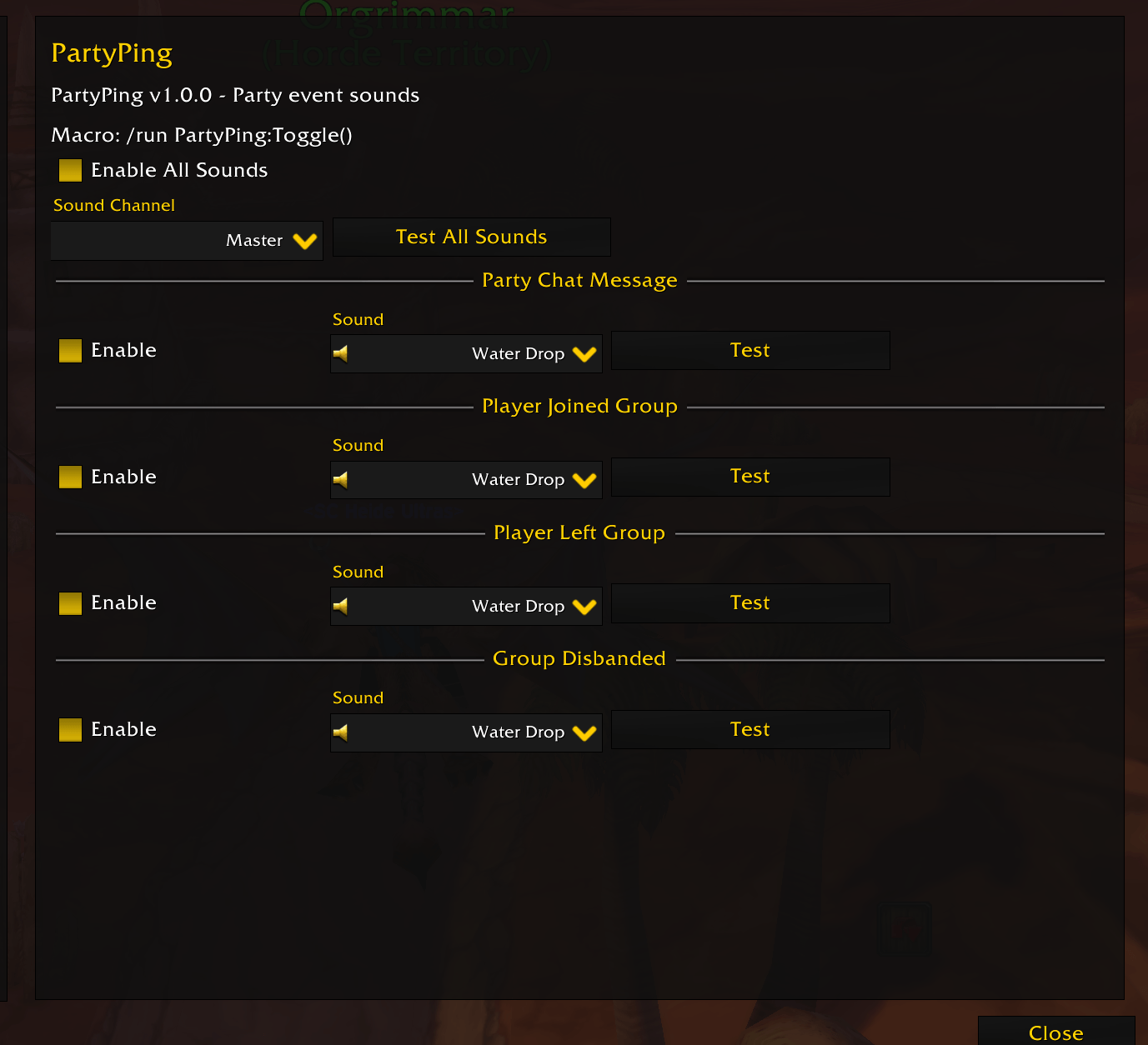 PartyPing Konfiguration