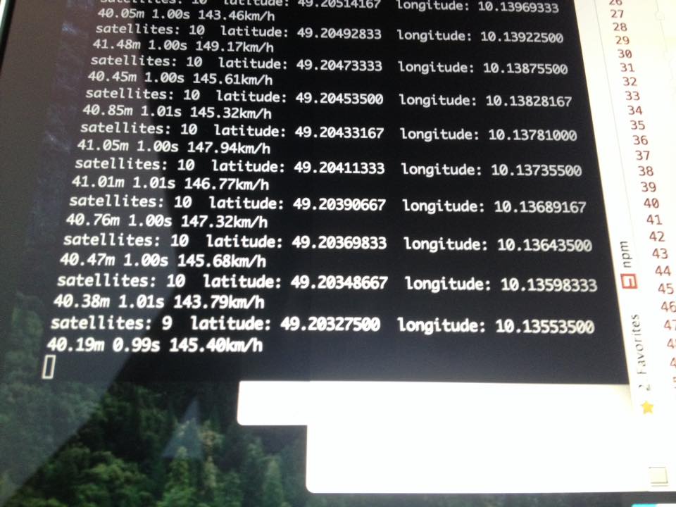 Nodejs gps tracking terminal